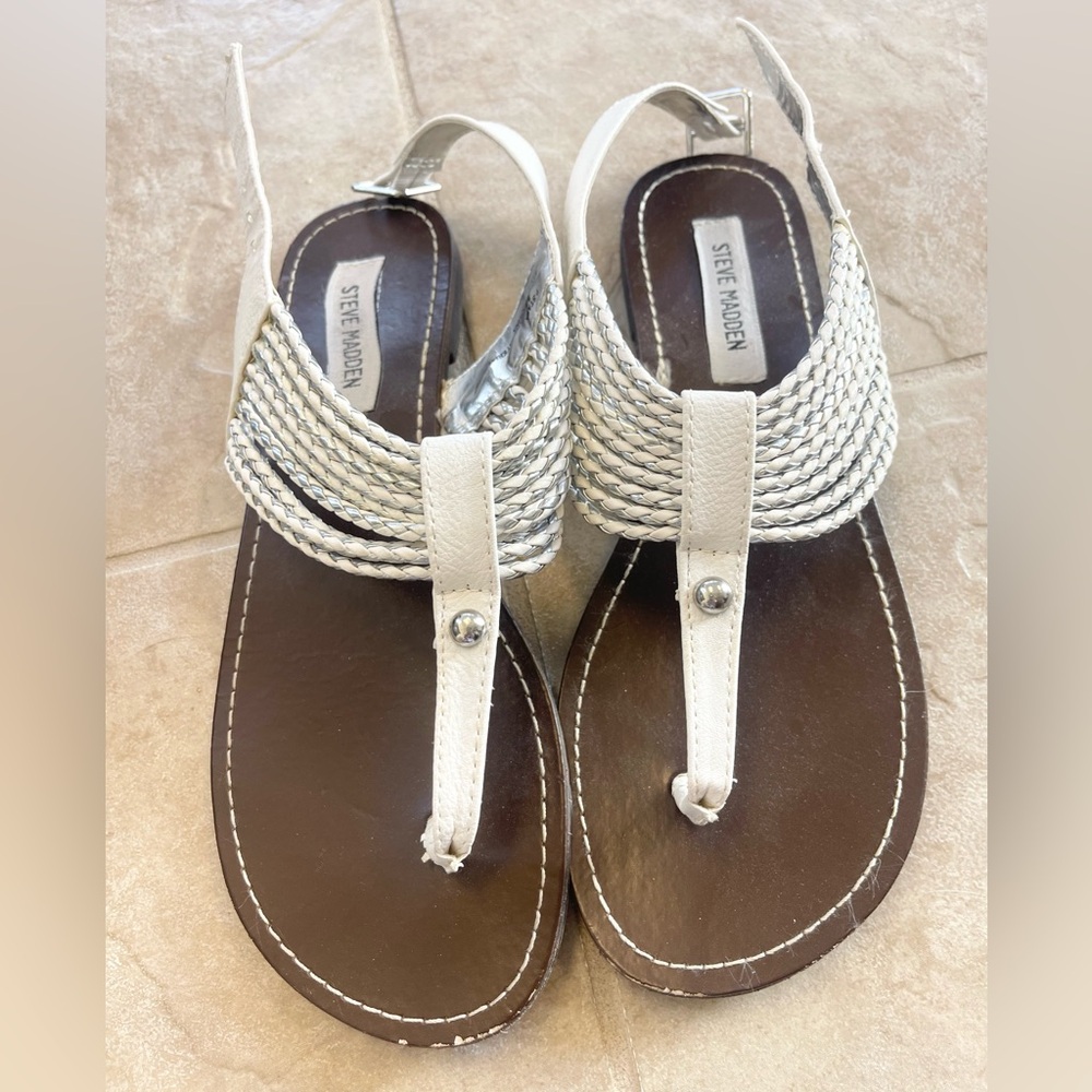 Steve Madden white and silver woven sandals!